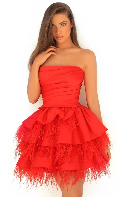 Weekend Flash Offers Tarik Ediz - 51090 Strapless Feather-Trimmed Dress