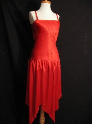 Weekend Shopping Deals 70s Women's Dress Vintage Disco Dance Red Satin Handkerchief Hem Small VFG Weekend Shopping Deals 70s Women's Dress Vintage Disco Dance Red Satin Handkerchief Hem Small VFG